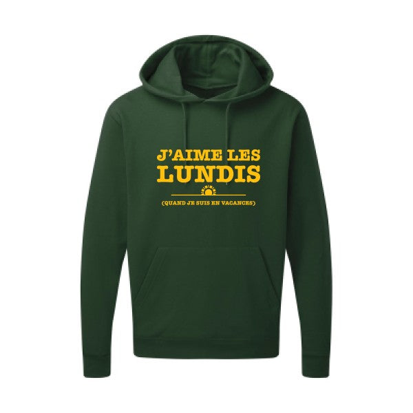 J'aime les lundis quand... jaune Or |Sweat capuche imprimé homme