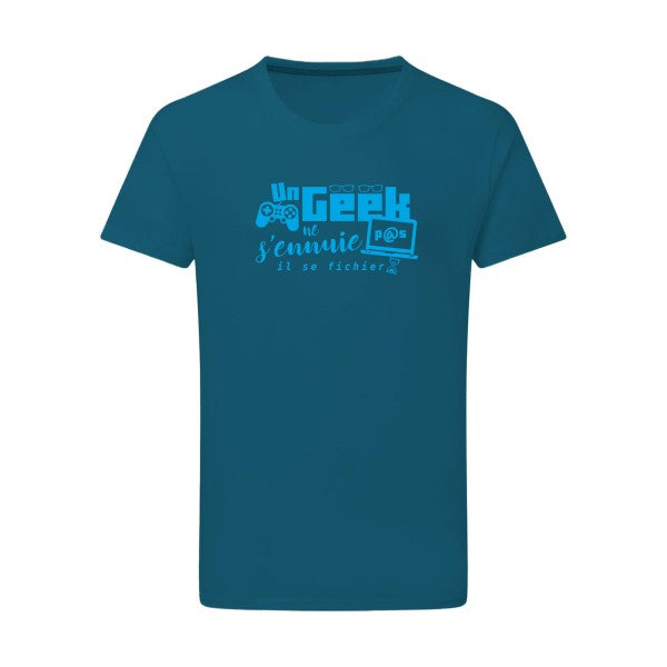 Un geek ne s'ennuie pas - Flex bleu clair Tshirt original Petrol  2XL