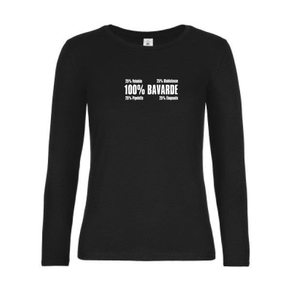 t-shirt lsl femme t-shirt-Bavarde Black flex blanc