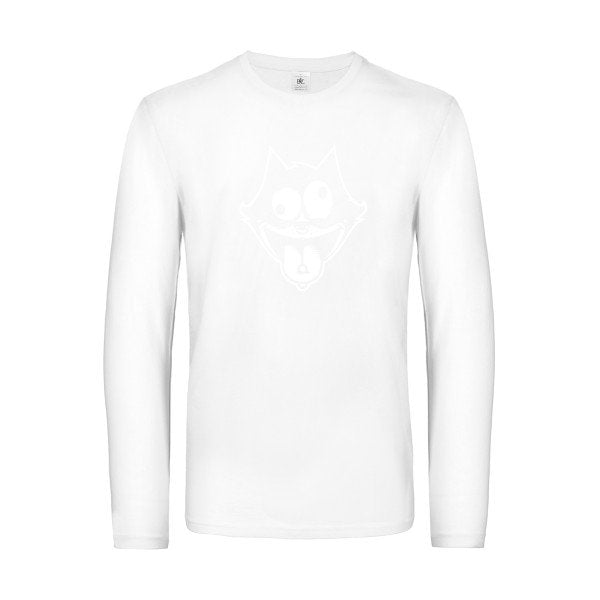 freak the cat  - t shirt- manches- longues- original- humour- White impression Face