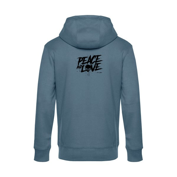 Peace-or-no-peace sweat shirt original nordic blue flex Noir impression Dos