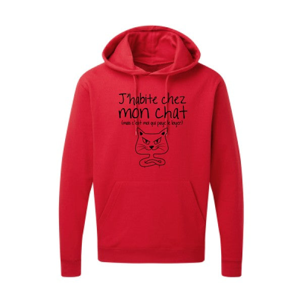 J'habite chez mon chat Noir |Sweat capuche imprimé homme