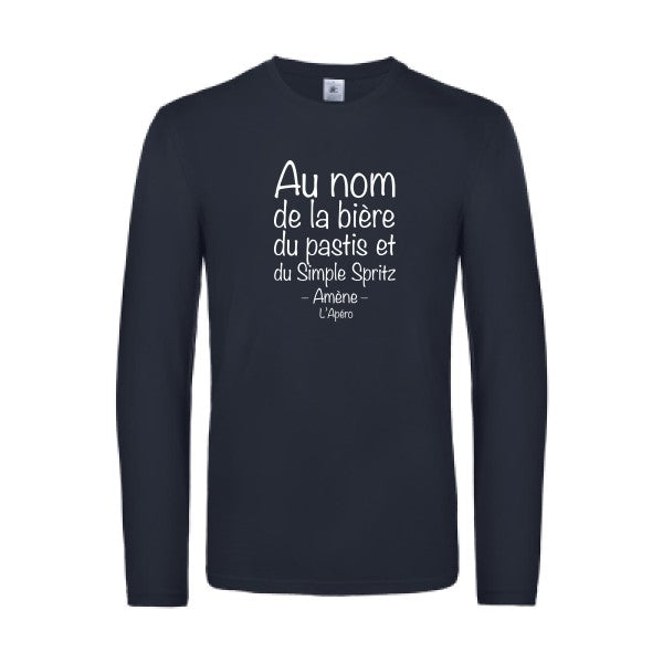 priere de l apero - t shirt- manches- longues- original- humour- Navy impression Face