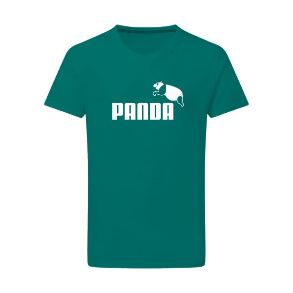 PANDA fun -Flex Blanc sur T-shirt SG  Emerald Green  2XL