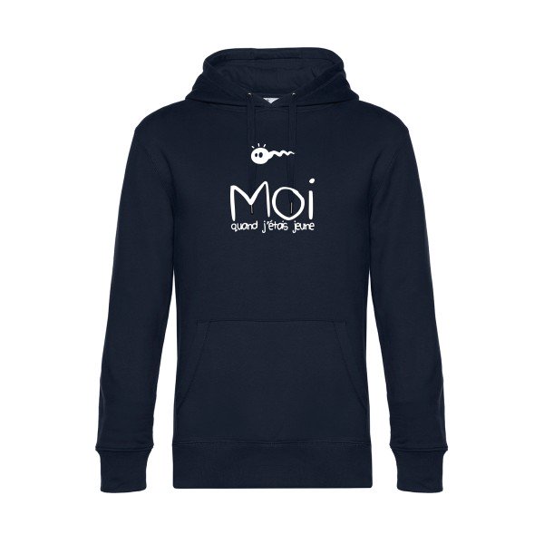 Moi-quand-j-etais-jeune sweat shirt original Navy Blue flex Blanc impression Face