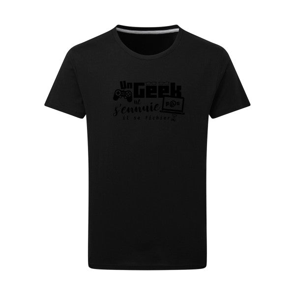 Un geek ne s'ennuie pas - Flex noir Tshirt original Dark Black  4XL