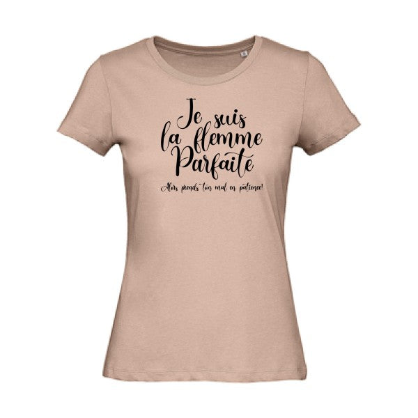 T shirt humour bio femme   femme bio|La flemme parfaite Noir 