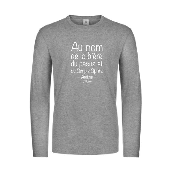 priere de l apero - t shirt- manches- longues- original- humour- Sport Grey impression Face