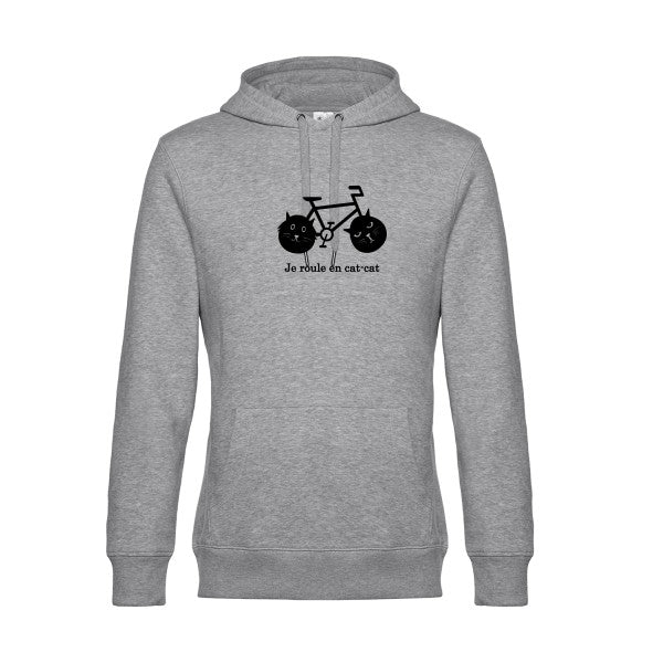 cat-cat-bike sweat shirt original Heather Grey flex Noir impression Face