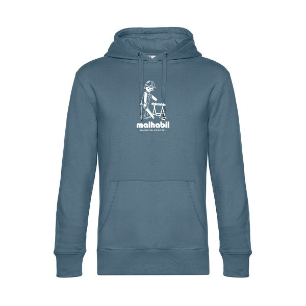 Malhabil... sweat shirt original nordic blue flex Blanc impression Face