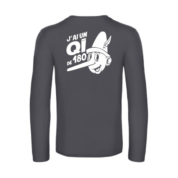 quotient intellectuel - t shirt- manches- longues- original- humour- Dark Grey impression Dos