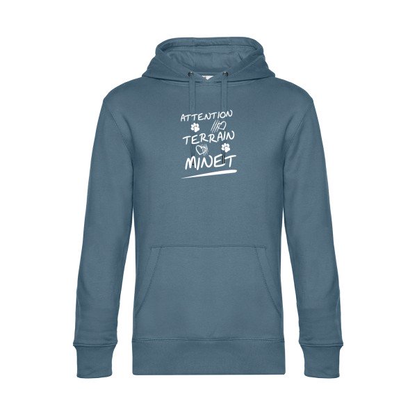 Attention-Terrain-Minet sweat shirt original nordic blue flex Blanc impression Face