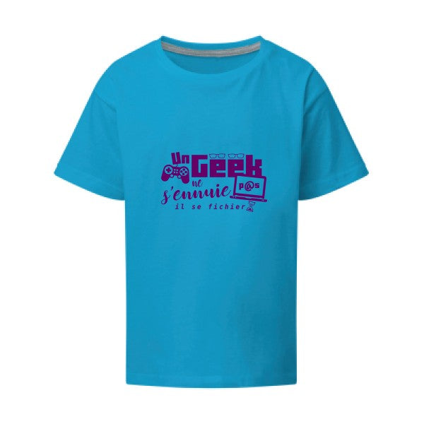 Un geek ne s'ennuie pas Flex Violet SG - Kids T-shirt enfant Turquoise Taille 152 (11-12/2XL)