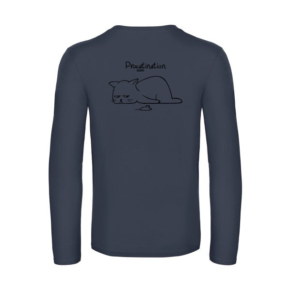 procatination - t shirt- manches- longues- original- humour- Navy impression Dos