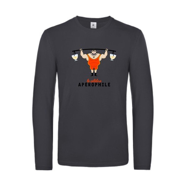 aperophile-t-shirt-manches-longues-original-humour -Dark Grey