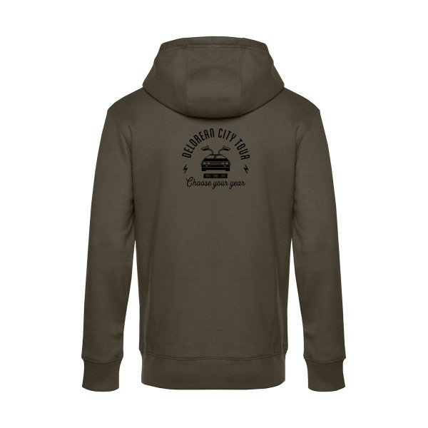 Delorean-city-tour sweat shirt original Khaki flex Noir impression Dos
