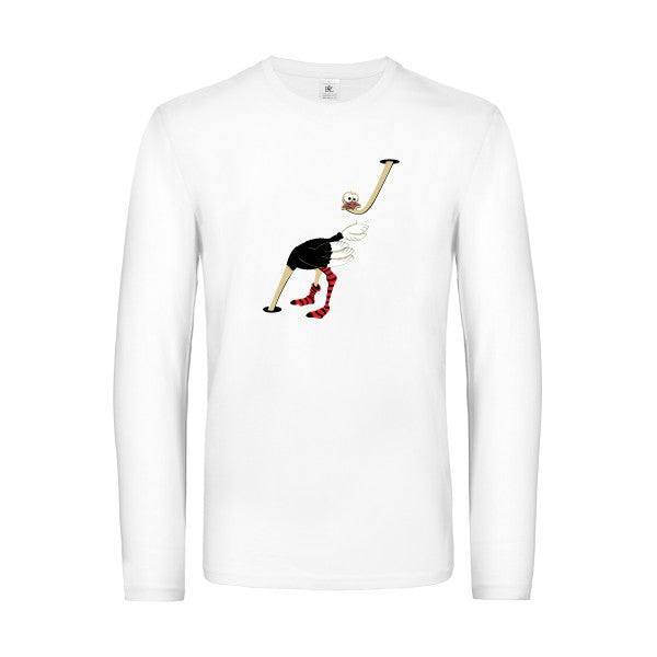 autruche-t-shirt-manches-longues-original-humour -White