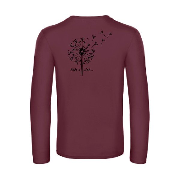 make a wish - t shirt- manches- longues- original- humour- Burgundy impression Dos