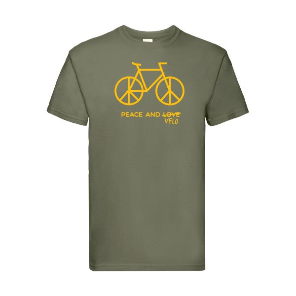 T-shirt|Peace and vélo |flex jaune Or| Fruit of the loom 205 g 