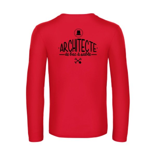 architecte de bac a sable - t shirt- manches- longues- original- humour- Red impression Dos
