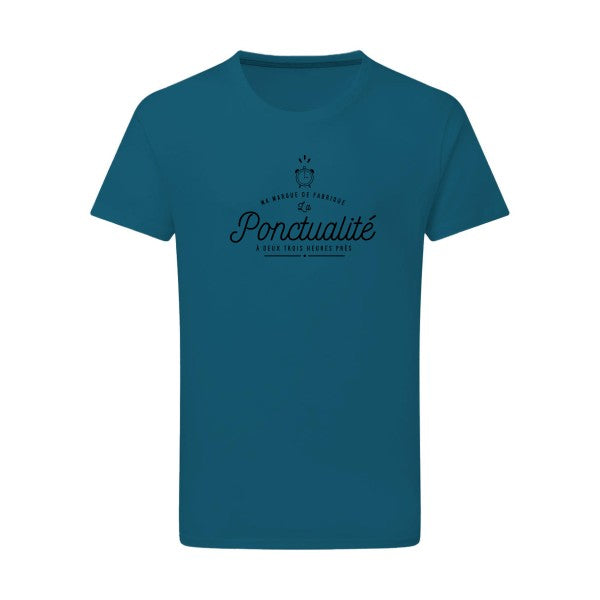 La Ponctualité noir -Flex noir sur T-shirt SG  Petrol  2XL