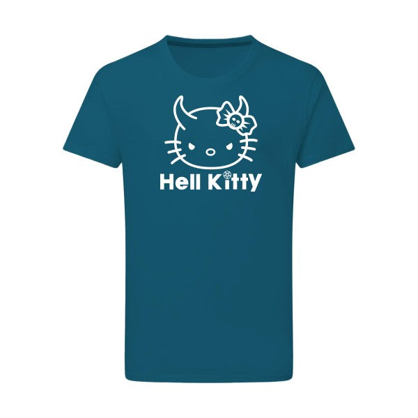 Hell Kitty Blanc -Flex Blanc sur T-shirt SG  Petrol  2XL