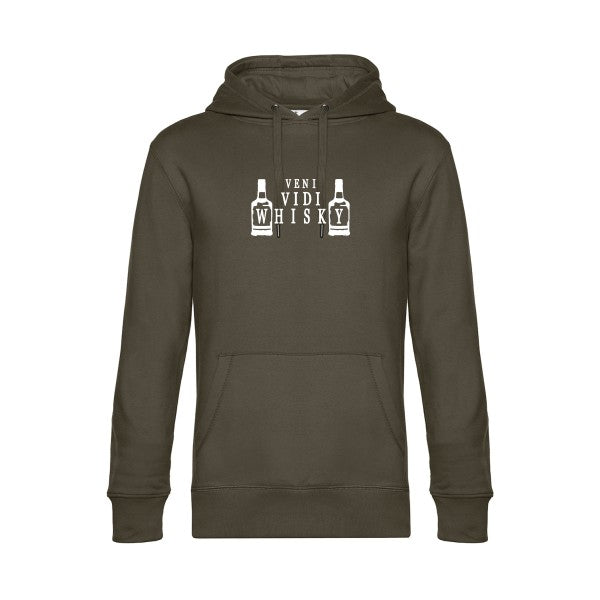 VENI-VIDI-WHISKY sweat shirt original Khaki flex Blanc impression Face