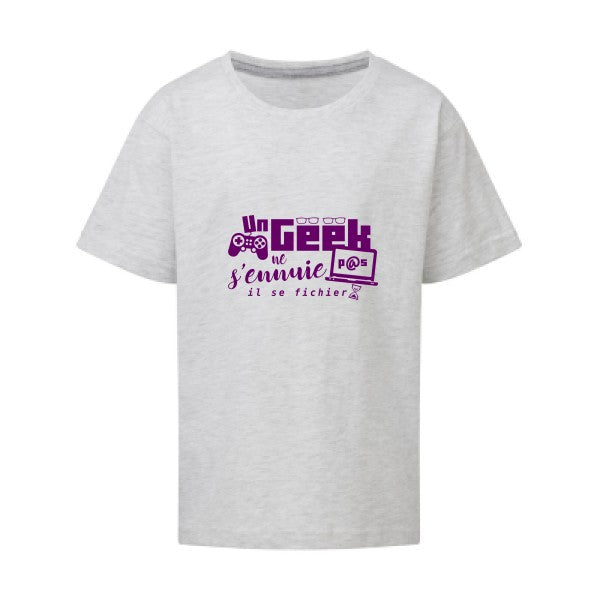 Un geek ne s'ennuie pas Flex Violet SG - Kids T-shirt enfant Ash Grey Taille 152 (11-12/2XL)