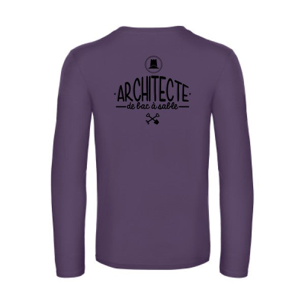 architecte de bac a sable - t shirt- manches- longues- original- humour- Urban Purple impression Dos