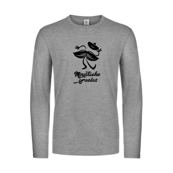 presqu spagnol - t shirt- manches- longues- original- humour- Sport Grey impression Face
