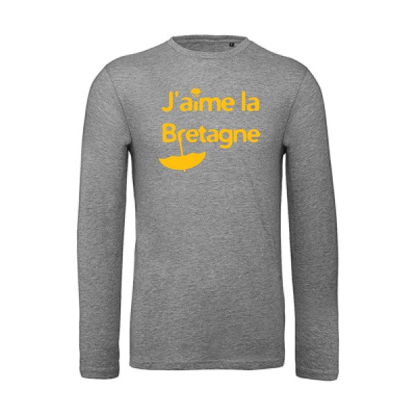 J'aime la Bretagne jaune Or |T-shirt bio manches longues