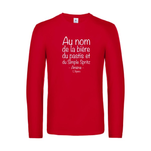 priere de l apero - t shirt- manches- longues- original- humour- Red impression Face