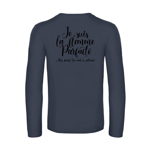 la flemme parfaite - t shirt- manches- longues- original- humour- Navy impression Dos
