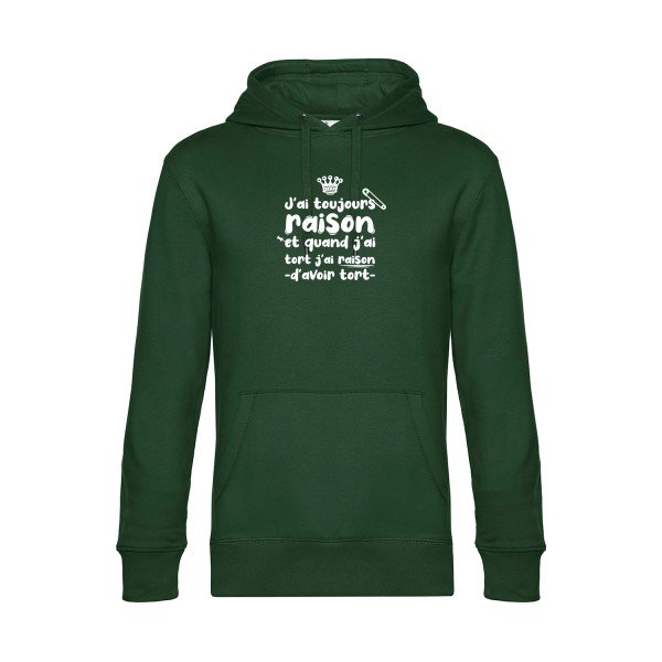 J-ai-toujours-raison sweat shirt original Bottle Green flex Blanc impression Face