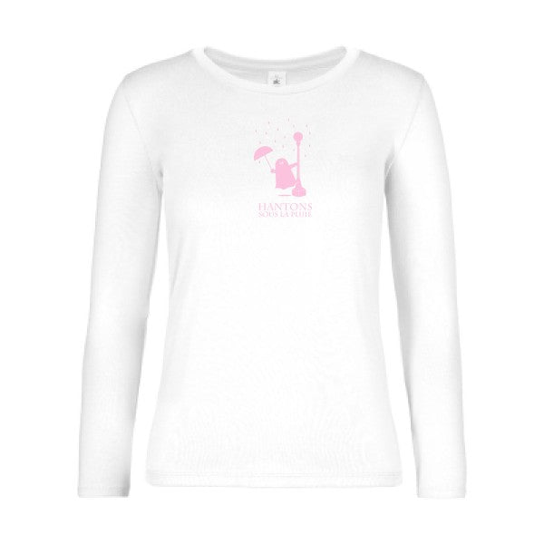 t-shirt lsl femme Hantons-sous-la-pluie White flex Rose