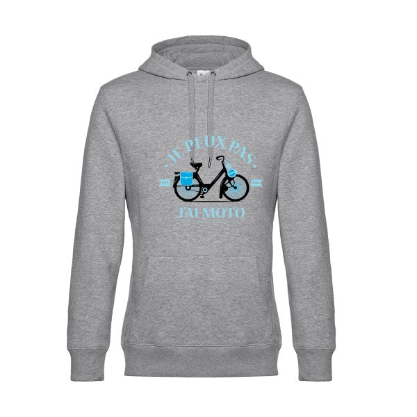 Je-peux-pas-j-ai-moto- Sweat à capuche original Heather Grey - RueDuTeeshirt