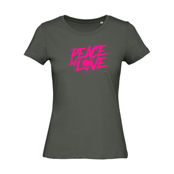 T shirt humour bio femme   femme bio|Peace or no peace Rose Fluo 