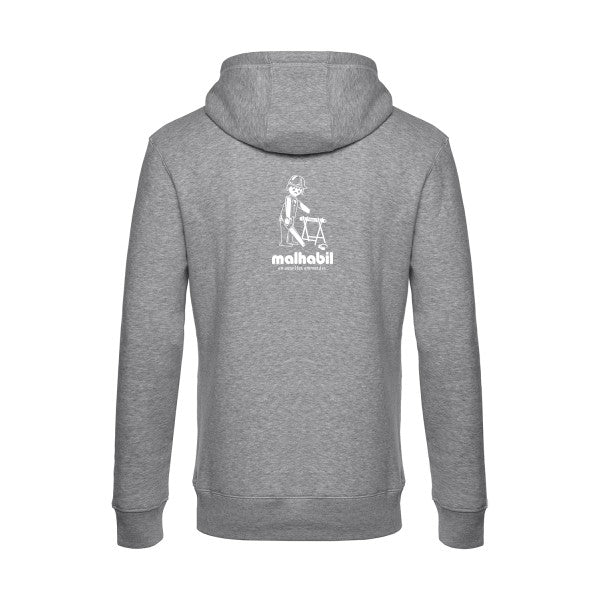 Malhabil... sweat shirt original Heather Grey flex Blanc impression Dos