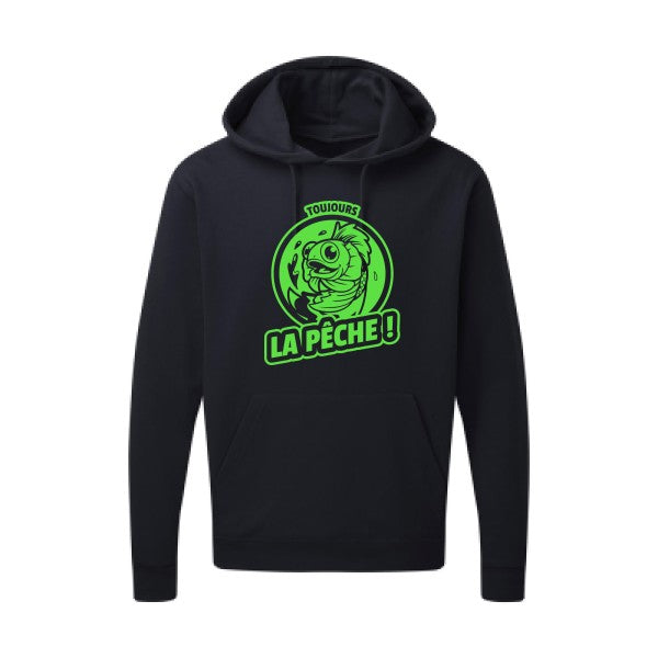 Toujours la pêche ! |Sweat  capuche humoristique Vert fluo 