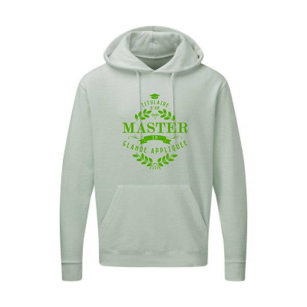 Master en glande appliquée Vert pomme |Sweat capuche imprimé homme