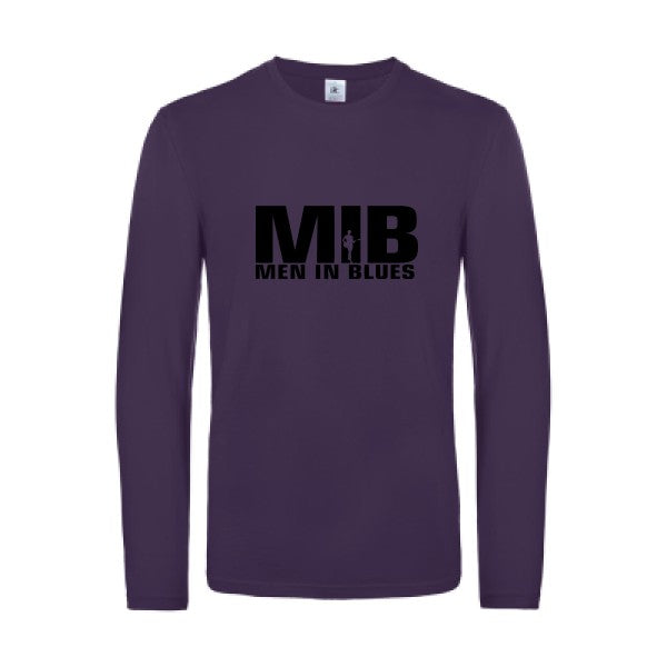 men in blues - t shirt- manches- longues- original- humour- Urban Purple impression Face