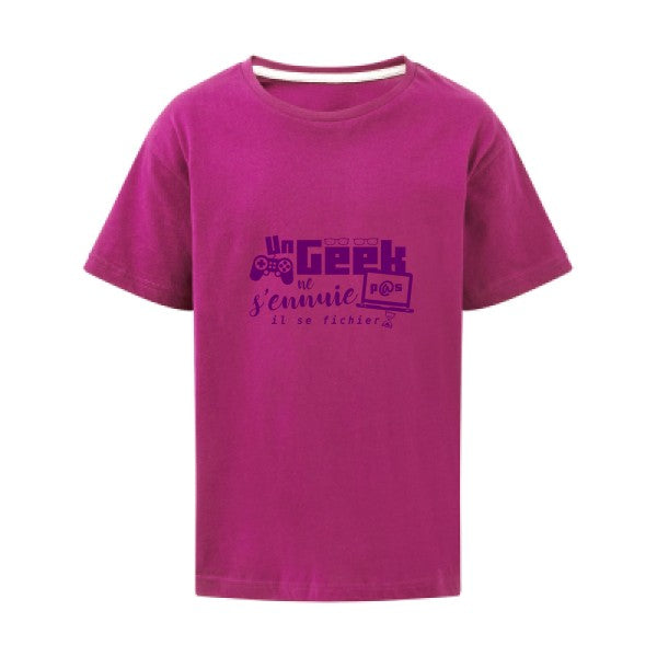 Un geek ne s'ennuie pas Flex Violet SG - Kids T-shirt enfant Dark Pink Taille 152 (11-12/2XL)