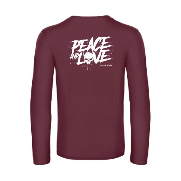 peace or no peace - t shirt- manches- longues- original- humour- Burgundy impression Dos