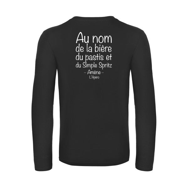 priere de l apero - t shirt- manches- longues- original- humour- Black impression Dos