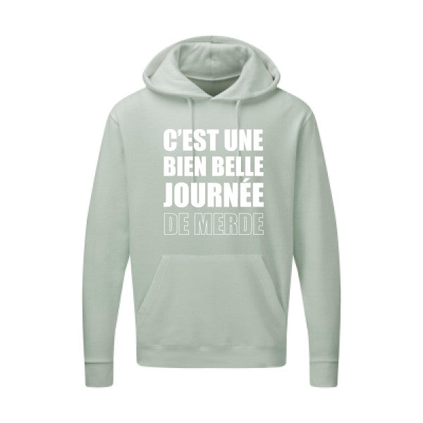 Journée de m... Blanc |Sweat capuche imprimé homme