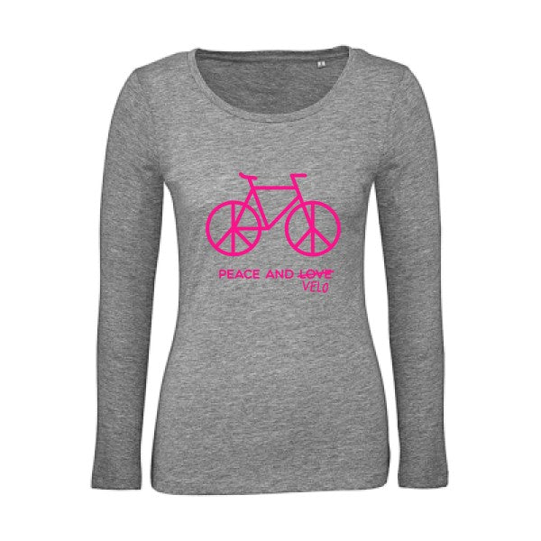 Peace and vÃ©lo Rose Fluo |   T shirt manches longues femme|100% bio