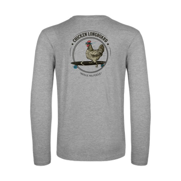 chicken-longboard-t-shirt-manches-longues-original-humour -Sport Grey