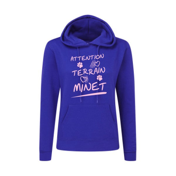 Attention Terrain Minet Rose |Sweat original à capuche Femme