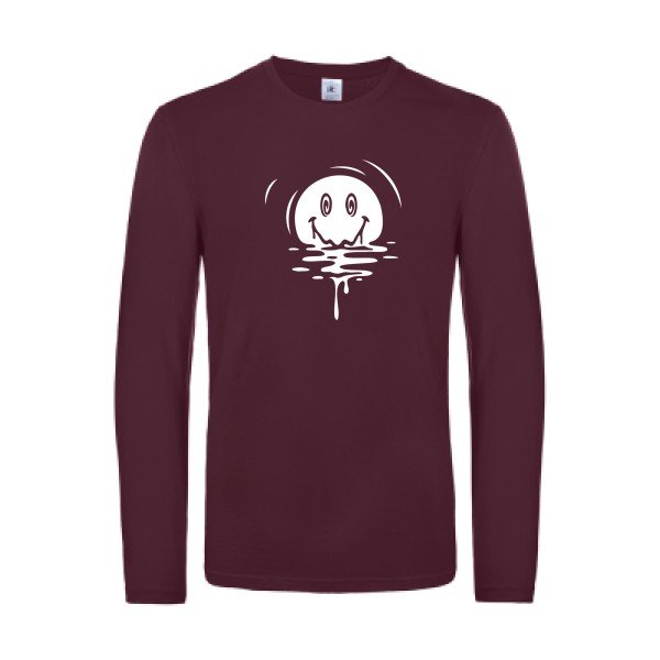 sun smile - t shirt- manches- longues- original- humour- Burgundy impression Face