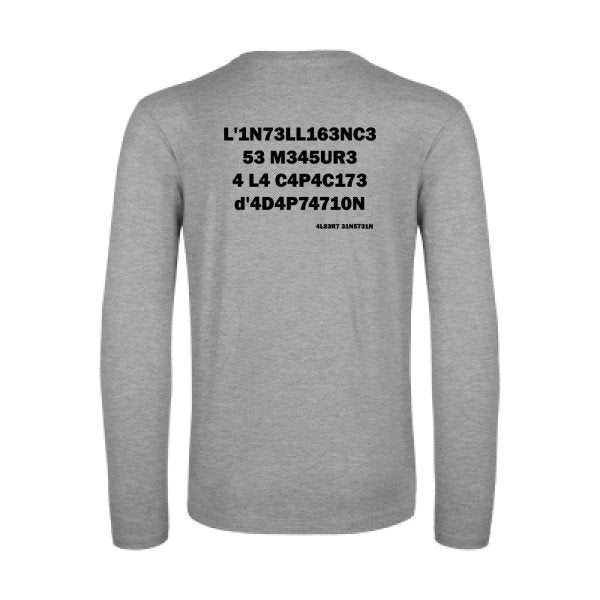 l -intelligence - t shirt- manches- longues- original- humour- Sport Grey impression Dos